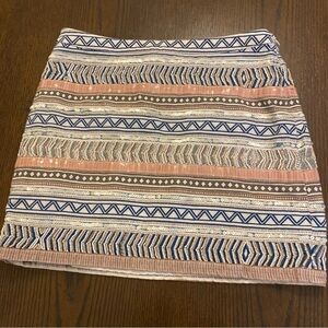 Mango Casual Tribal Beaded Mini Skirt Size 4